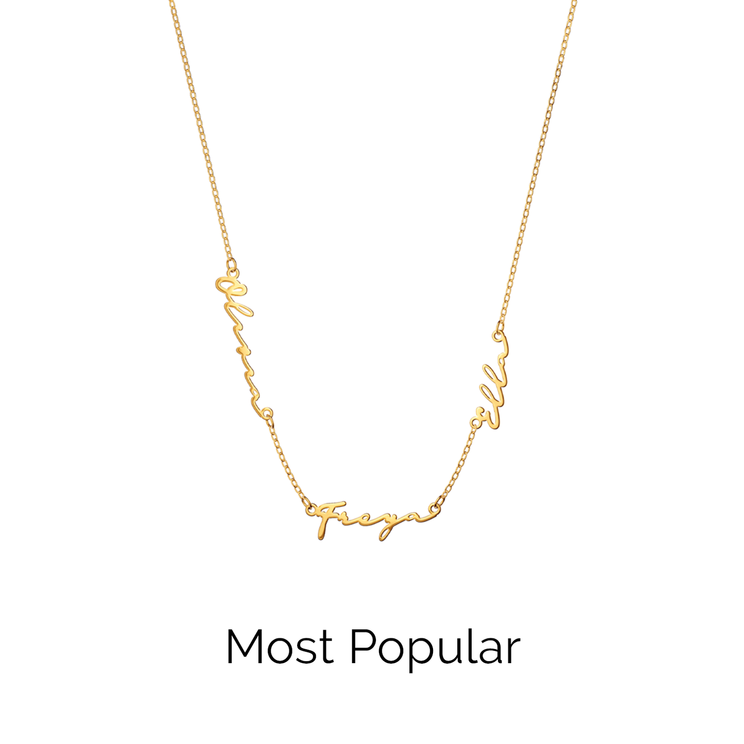 Multi Signature Name Necklace (Gold)