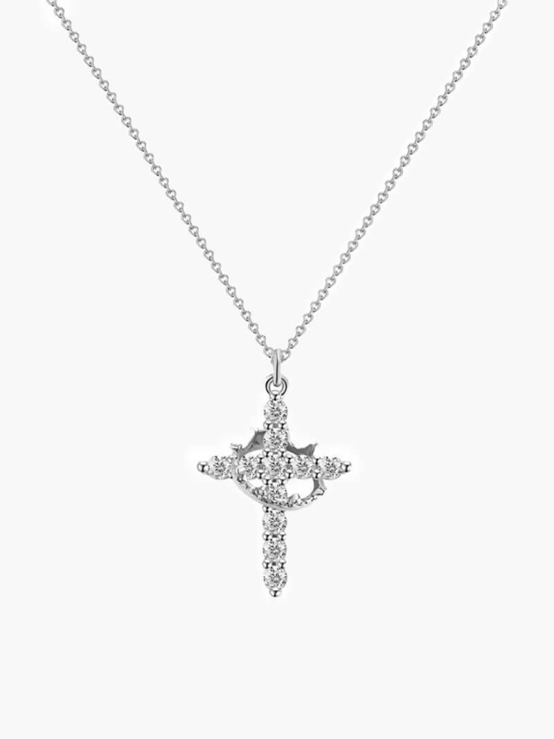 Collier pendentif croix en pierres précieuses Tabitha