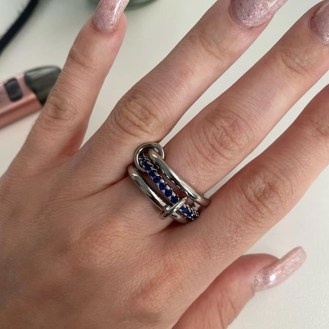 Bague Livia à pierres précieuses bleues empilées