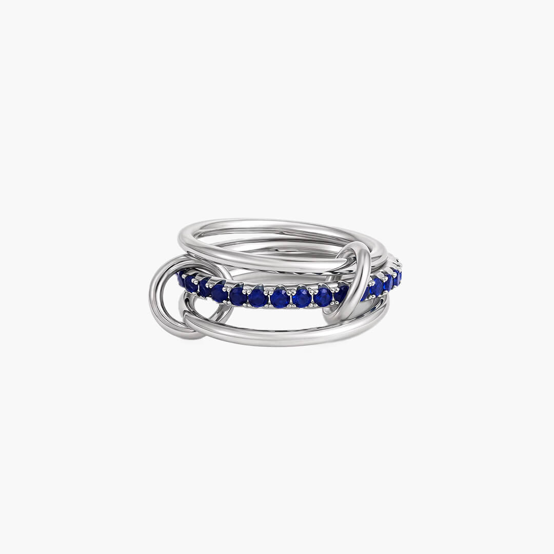 Bague Livia à pierres précieuses bleues empilées
