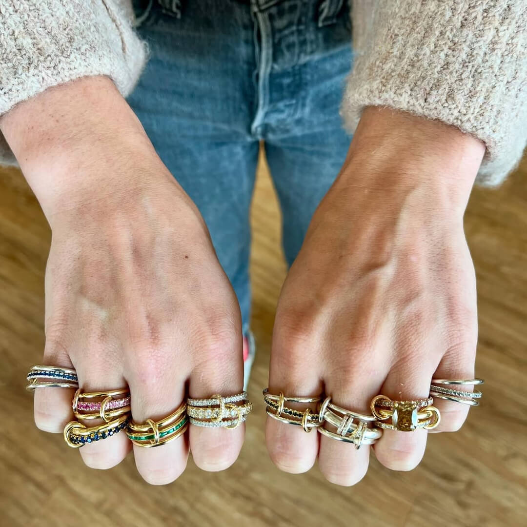 Bague Livia à pierres précieuses bleues empilées