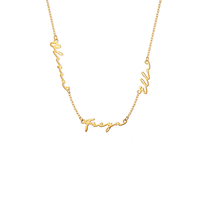 Multi Signature Name Necklace (Gold)