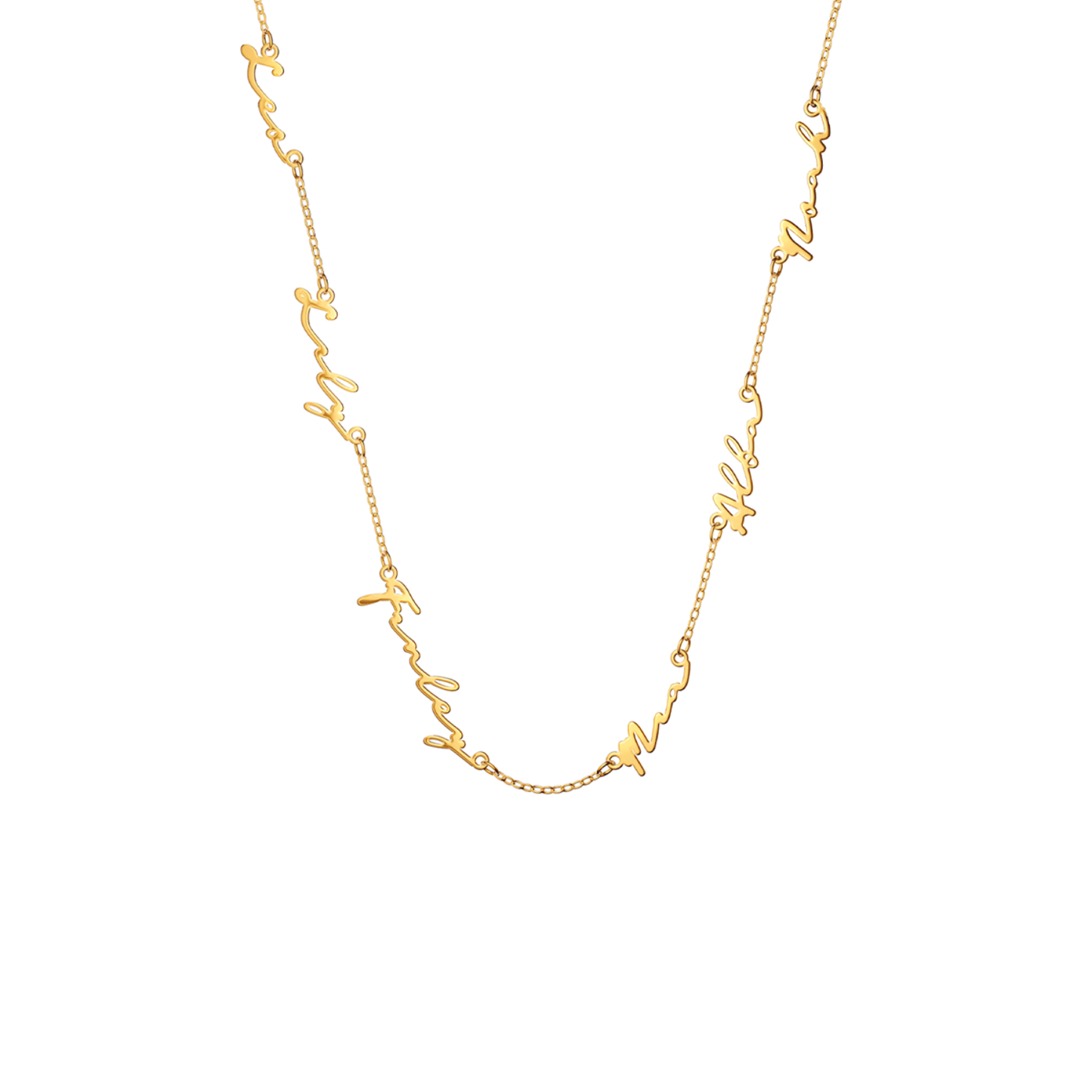 Multi Signature Name Necklace (Gold)