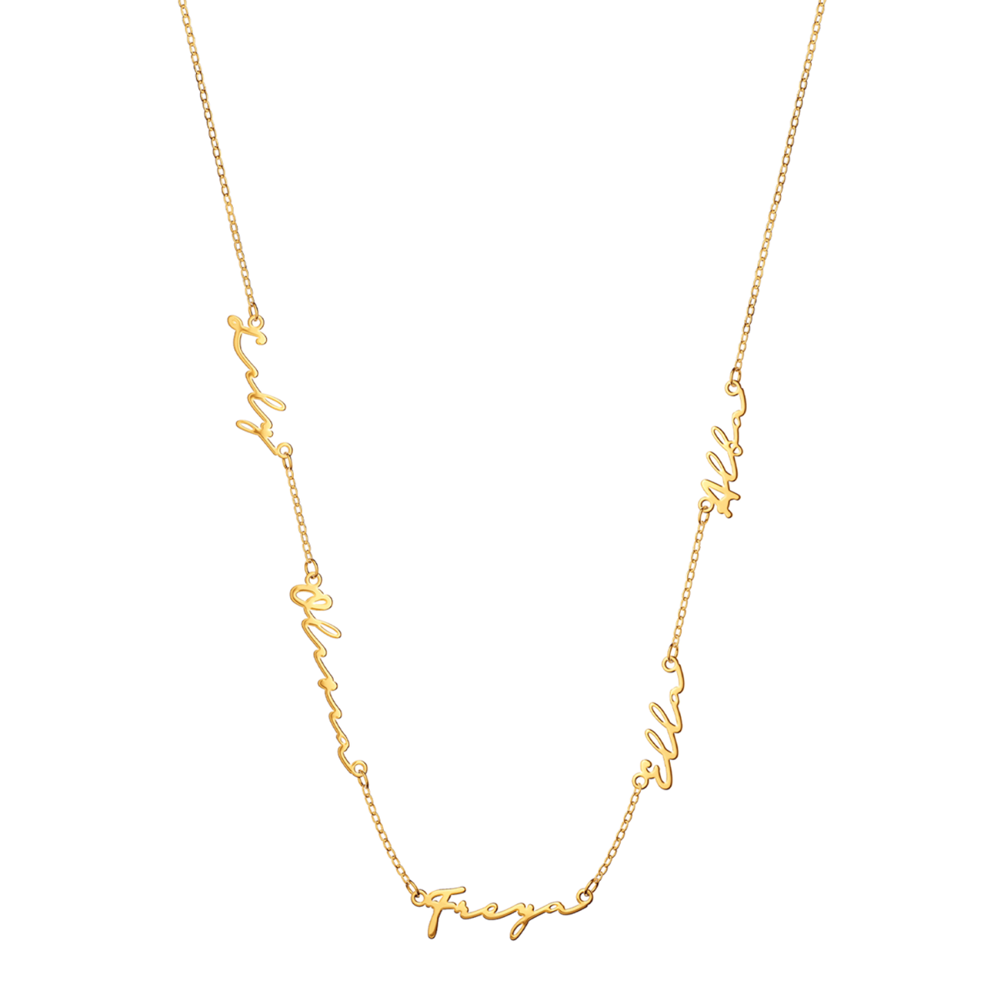 Multi Signature Name Necklace (Gold)