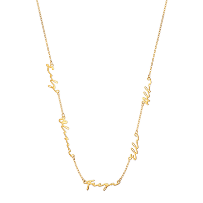 Multi Signature Name Necklace (Gold)