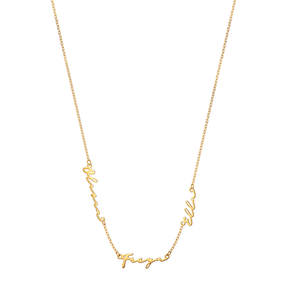 Multi Signature Name Necklace (Gold)
