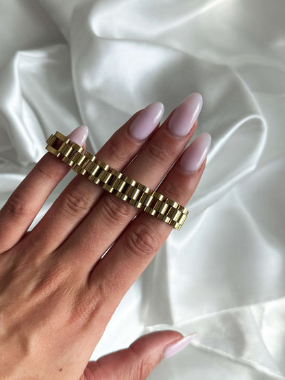 Signature Link Chain & Zirconia Cuff Bracelet Set