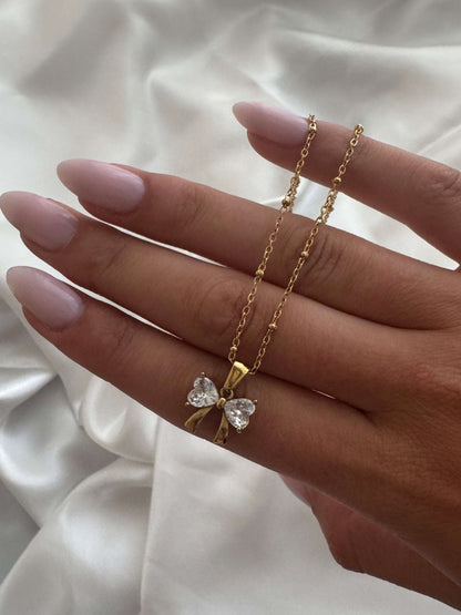 Amira bow Zirconia Bow Pendant Necklace