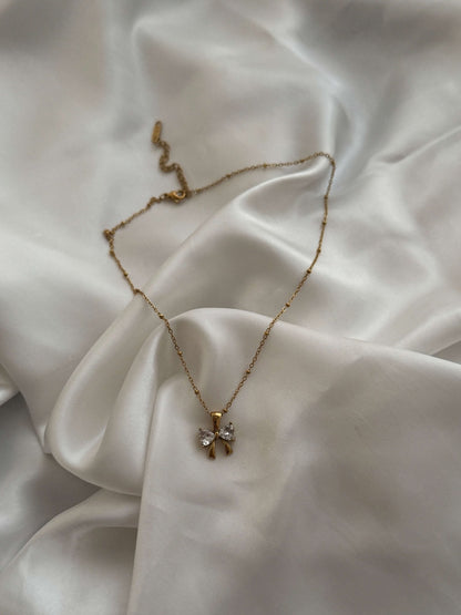 Amira bow Zirconia Bow Pendant Necklace