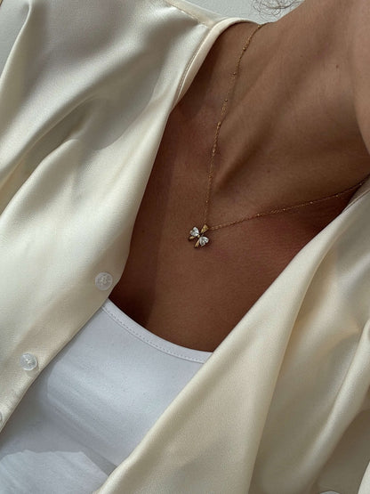 Amira bow Zirconia Bow Pendant Necklace
