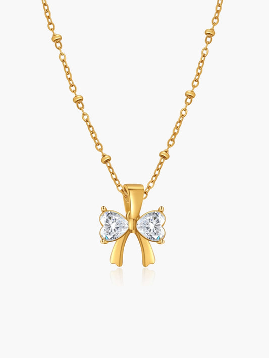 Amira bow Zirconia Bow Pendant Necklace