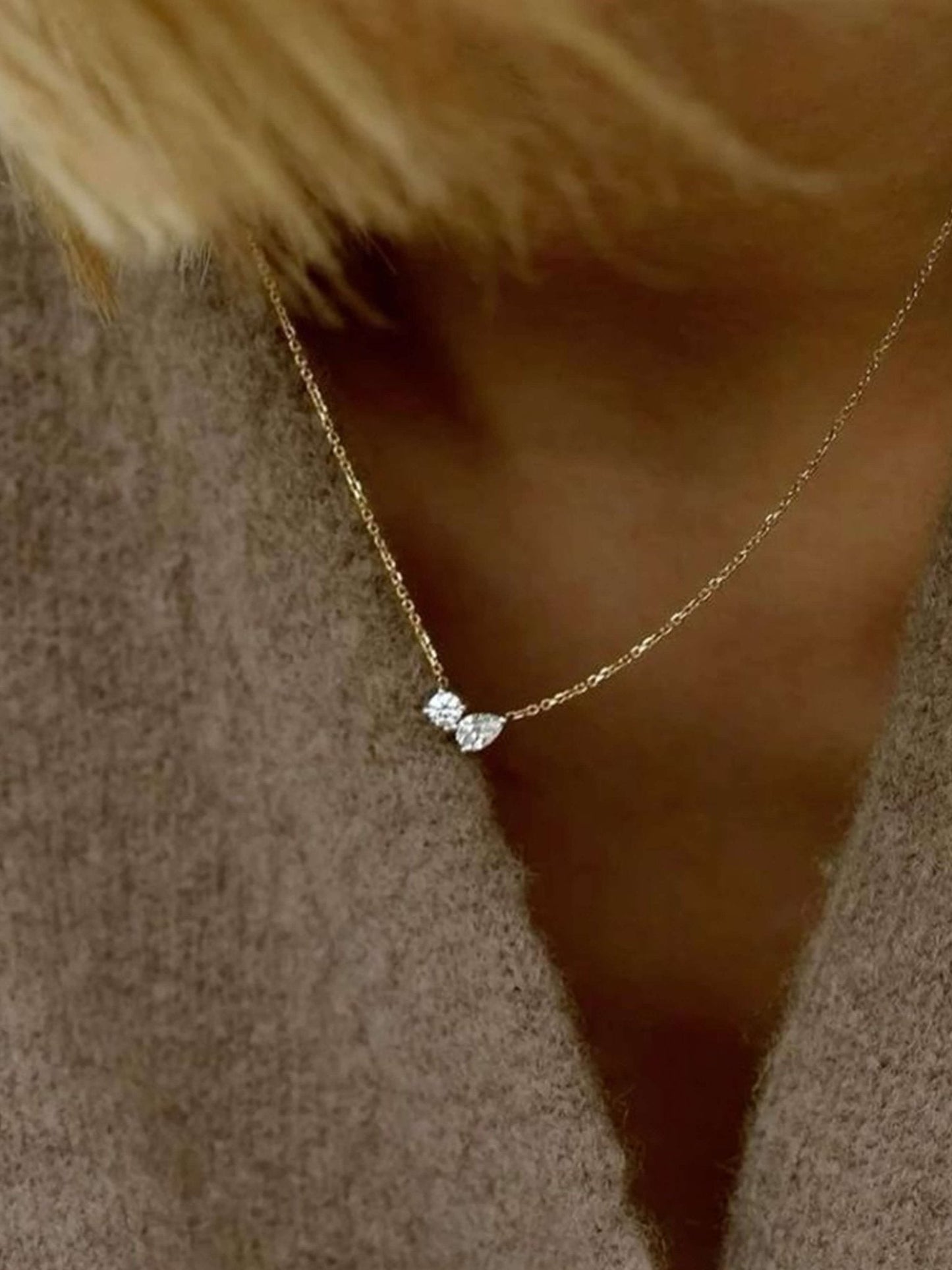 Sarah Twin Zirconia Pendant Necklace