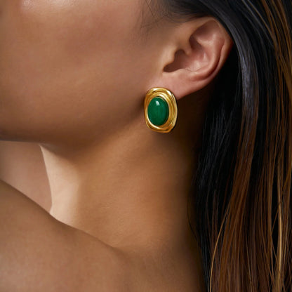 Emma Oval Natural Stone Earrings
