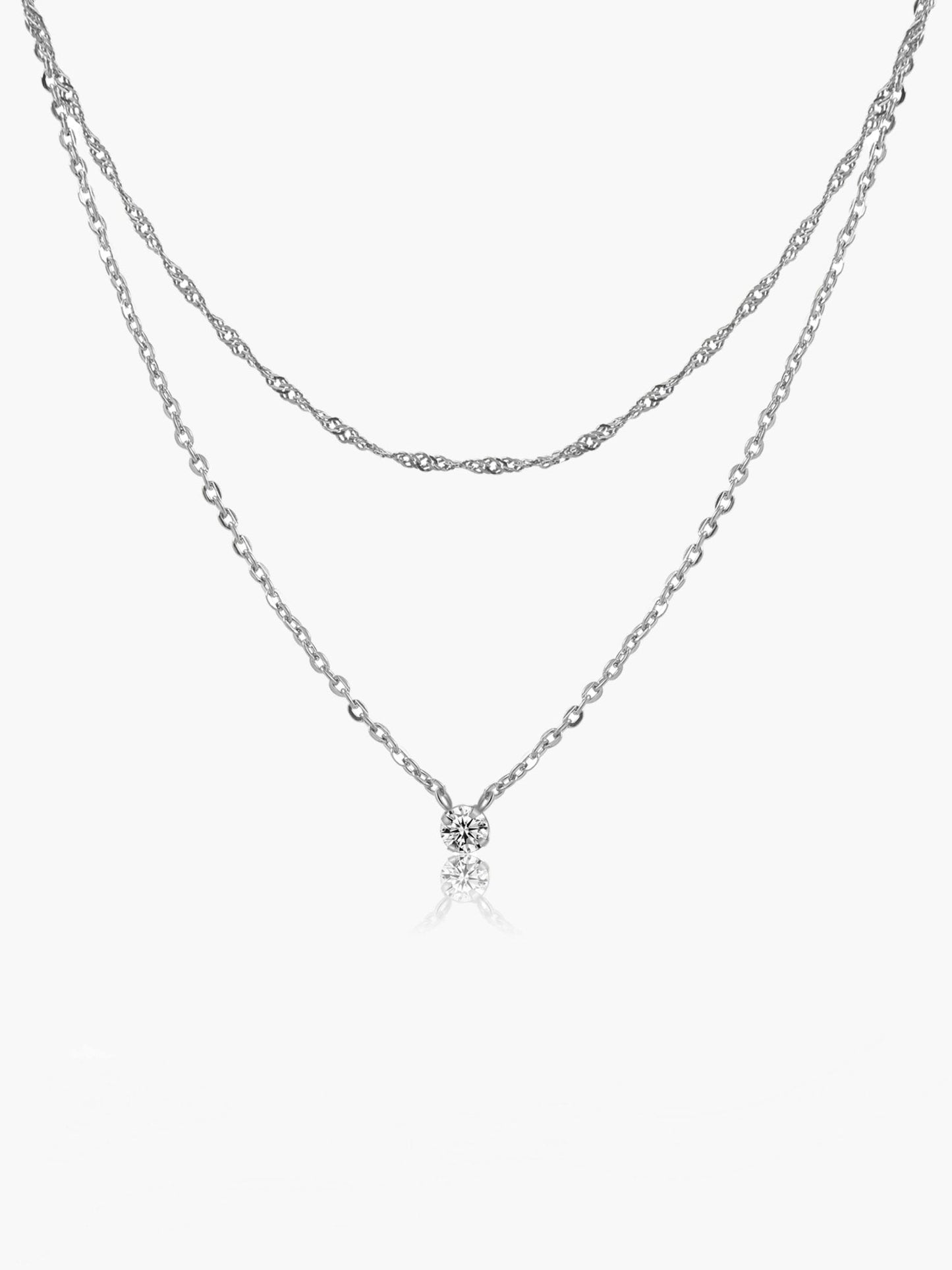 Sisi Double Layer Zirconia Pendant Necklace