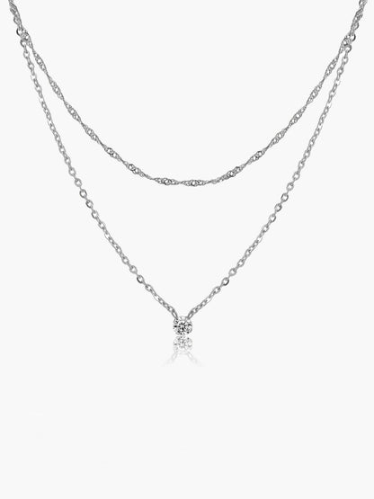 Sisi Double Layer Zirconia Pendant Necklace