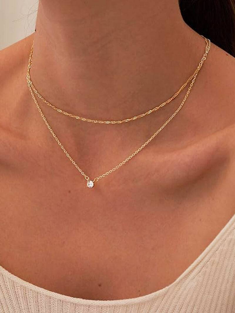 Sisi Double Layer Zirconia Pendant Necklace