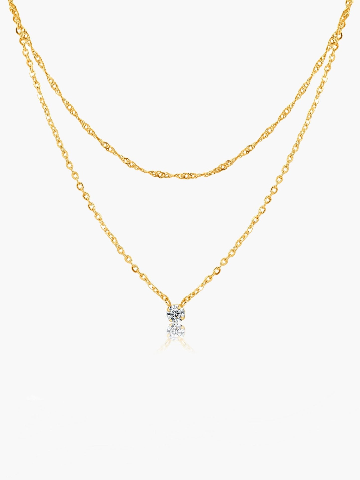 Sisi Double Layer Zirconia Pendant Necklace