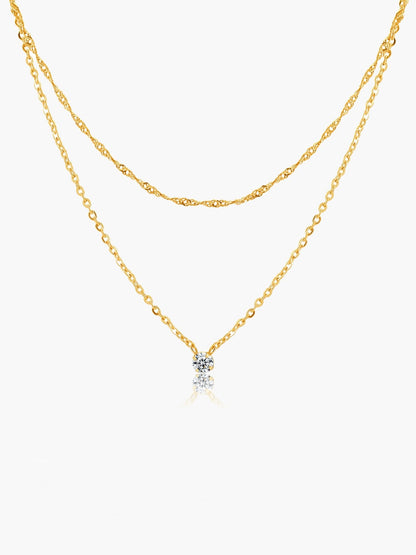 Sisi Double Layer Zirconia Pendant Necklace