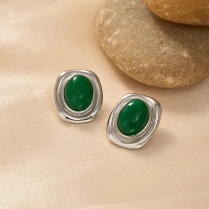 Emma Oval Natural Stone Earrings