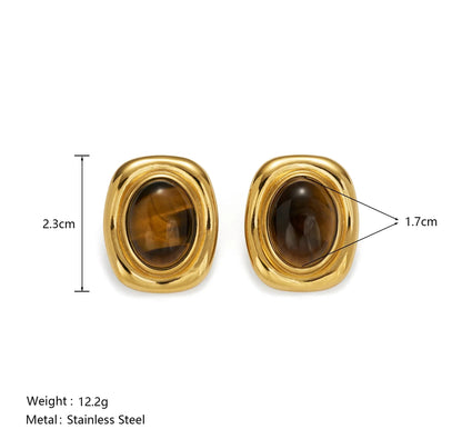 Emma Oval Natural Stone Earrings