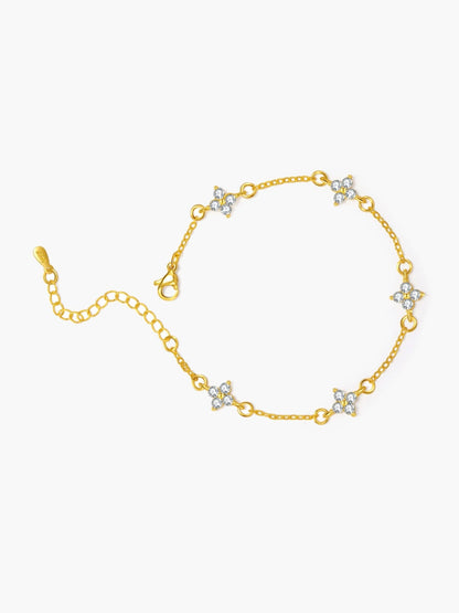 Dina Rhinestone Flower Chain Bracelet