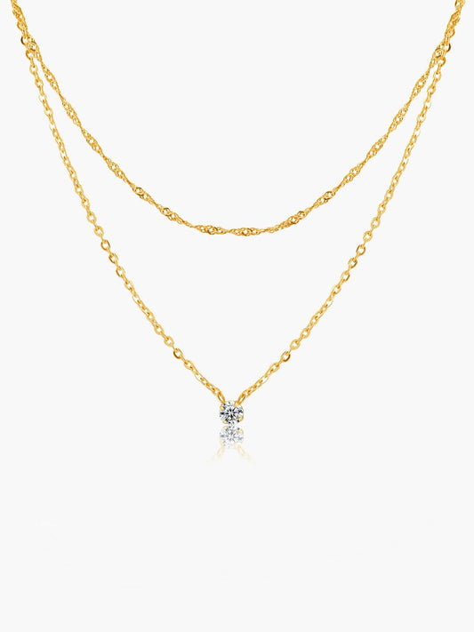 Elora Double Layer Zirconia Pendant Necklace