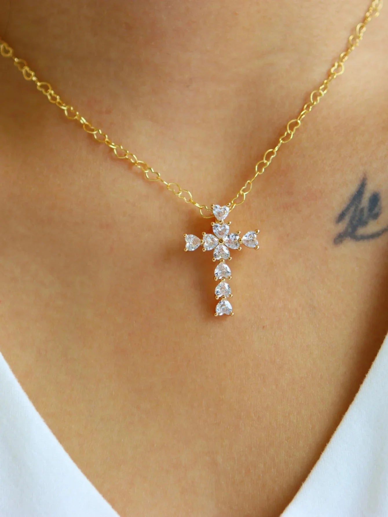 Lucy Zircon Cross Pendant Necklace