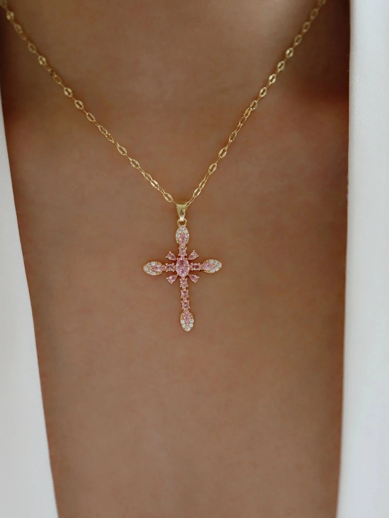 Lucy Zircon Cross Pendant Necklace
