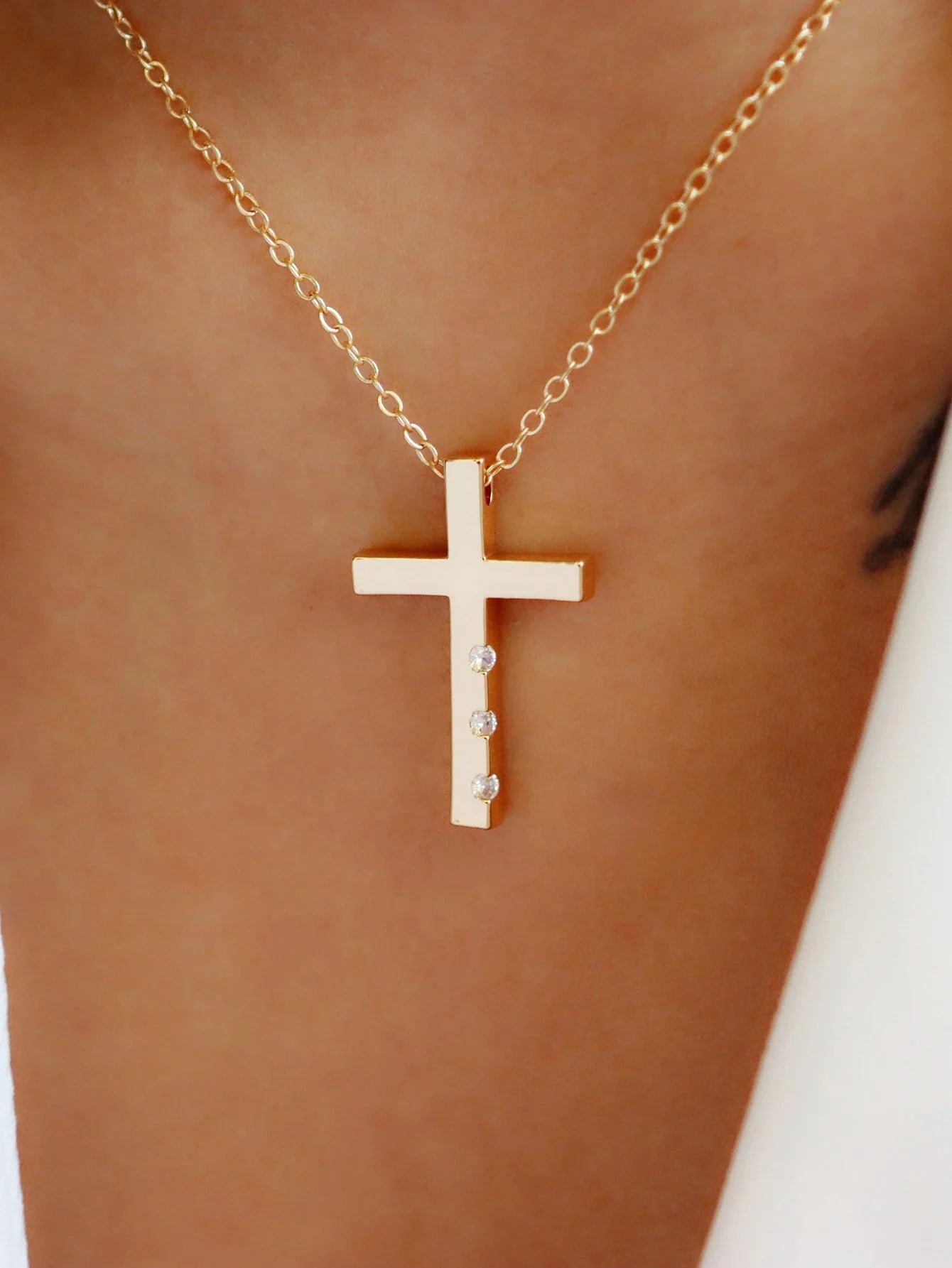 Lucy Zircon Cross Pendant Necklace