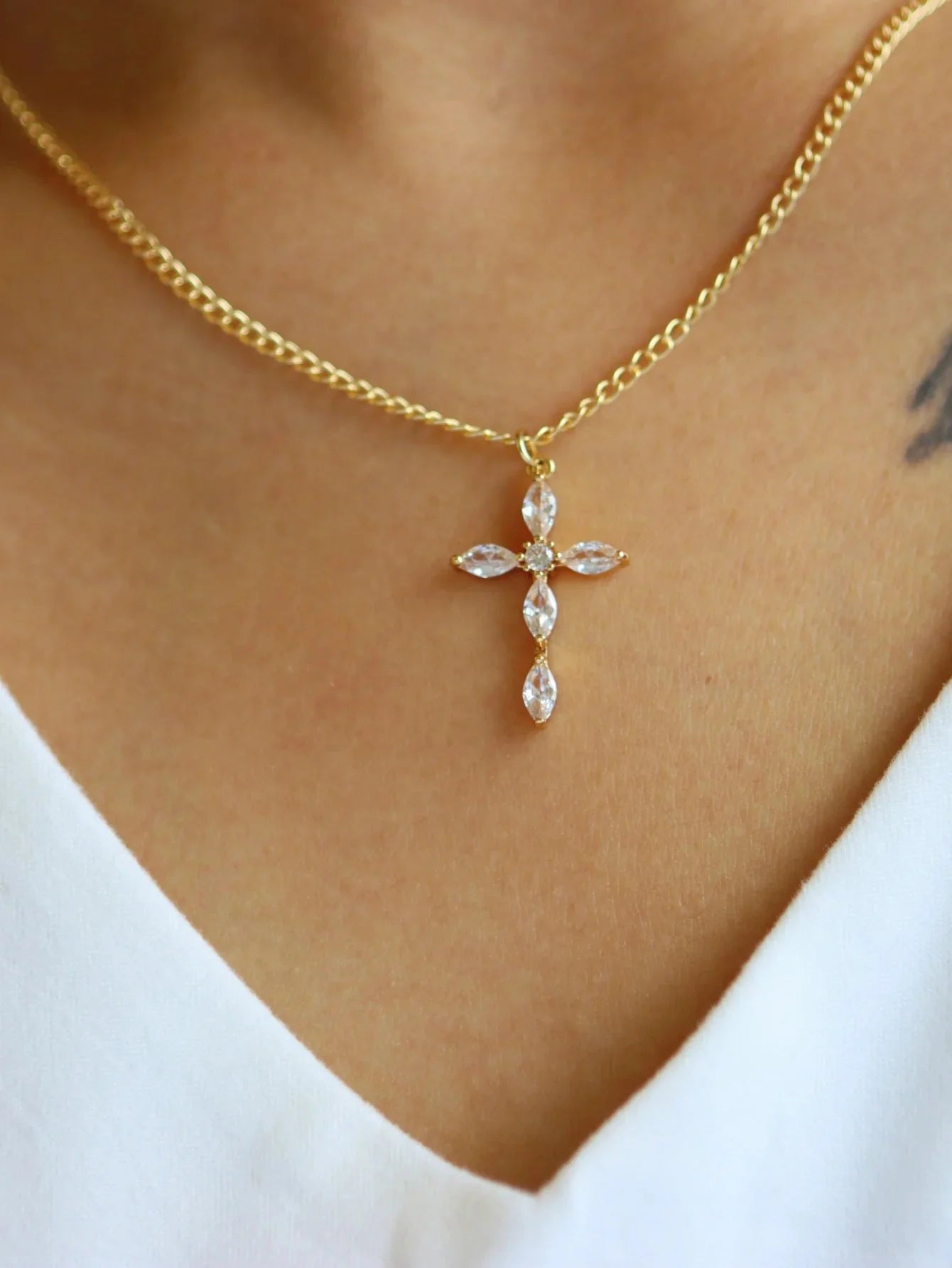 Lucy Zircon Cross Pendant Necklace