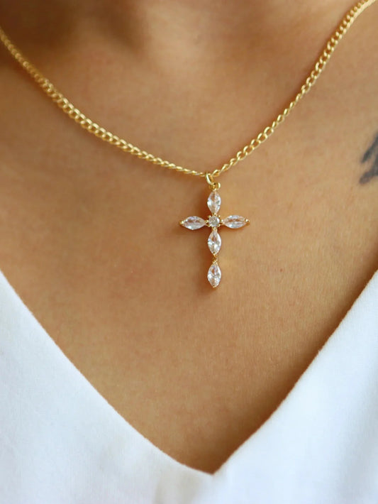 Lucy Zircon Cross Pendant Necklace