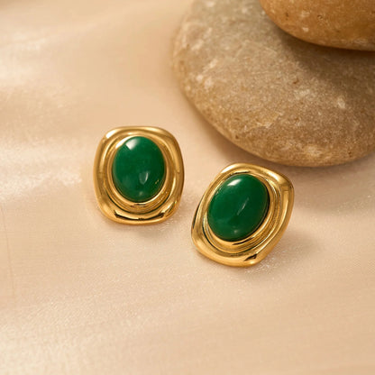 Olivia Oval Natural Stone Earrings